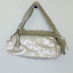 Coach Parker Opt Art Metallic Silver Shoulder Bag